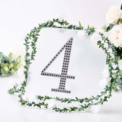 Decorative Rhinestone Number "4" Stickers, Glitter Adhesive Craft Numbers Black DIY Sparkle Embellishments 8"
