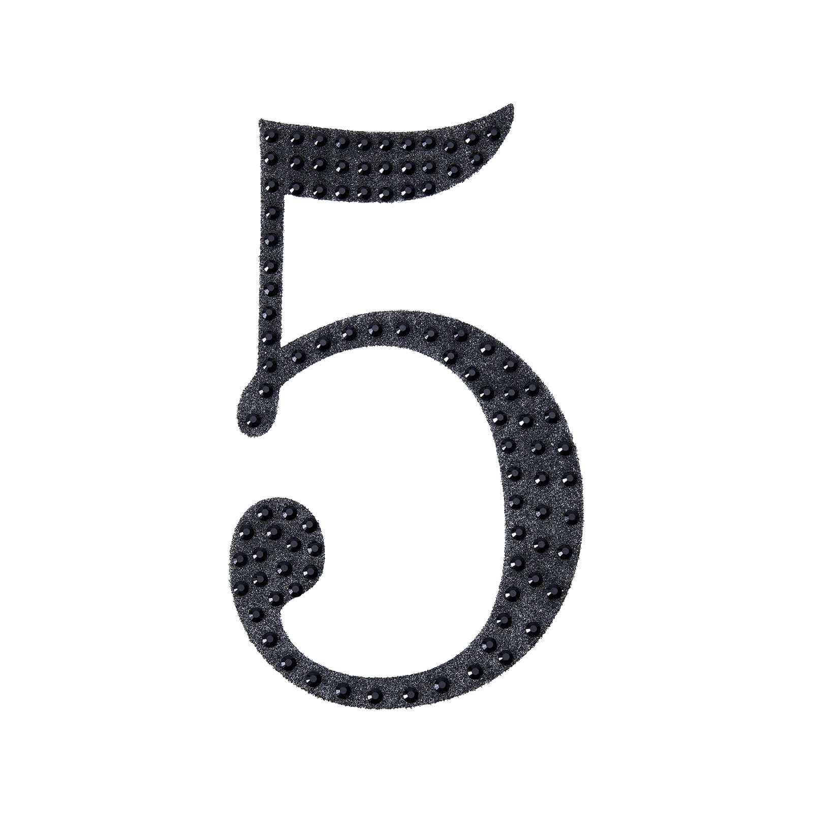 Decorative Rhinestone Number "5" Stickers, Glitter Adhesive Craft Numbers Black DIY Sparkle Embellishments 8"