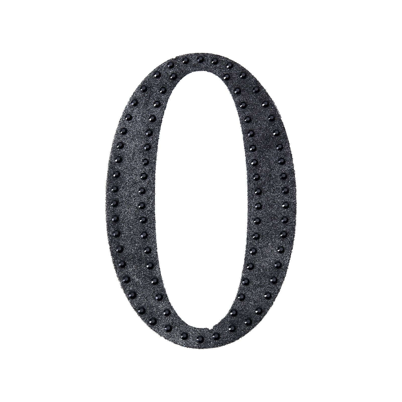 Decorative Rhinestone Alphabet "O" Letter Stickers, Glitter Adhesive Craft Letters Black DIY Sparkle Embellishments 8"