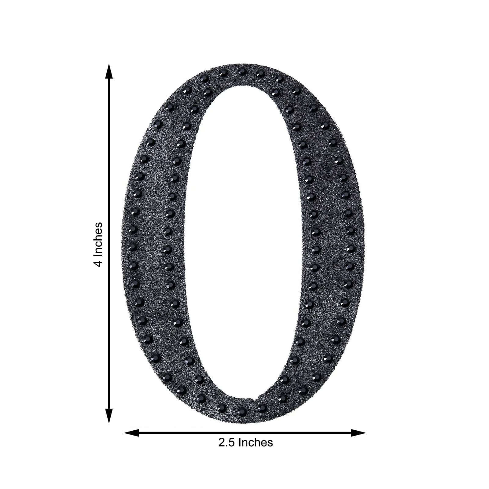 Decorative Rhinestone Alphabet "O" Letter Stickers, Glitter Adhesive Craft Letters Black DIY Sparkle Embellishments 4"