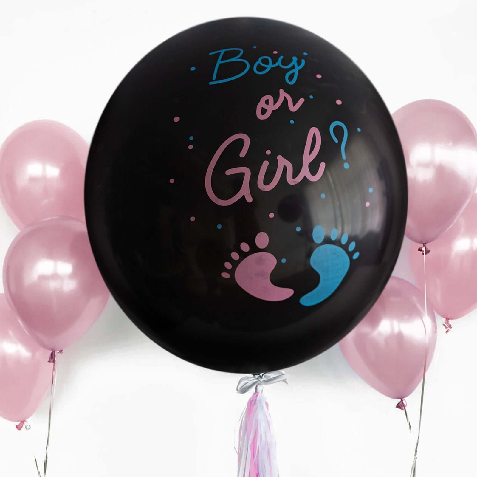 24" Gender Reveal Pink Confetti Filled Boy Or Girl Print Latex Balloon