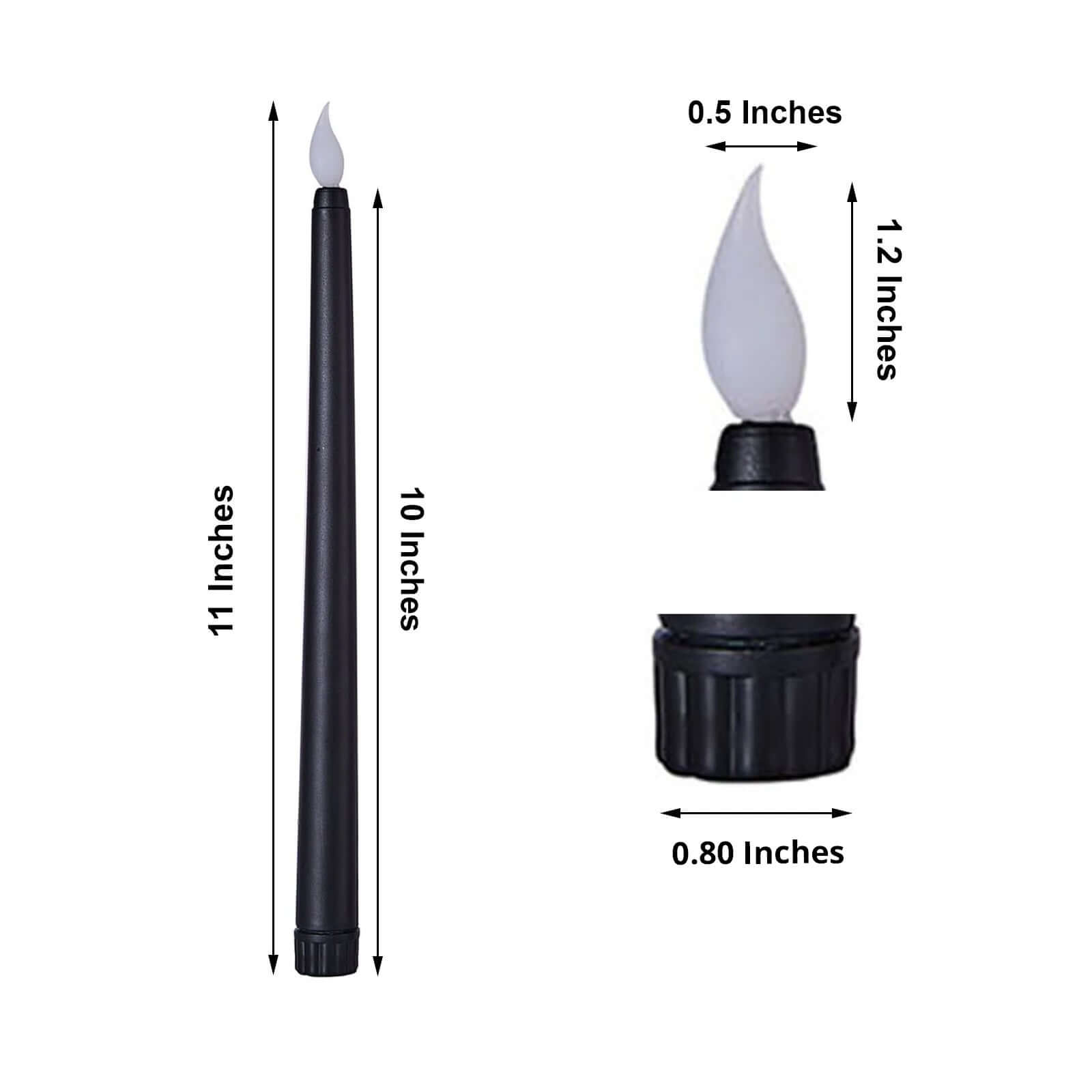 3-Pack LED Decorative Lighting Warm Flickering Black - Flameless Taper Candles 11"