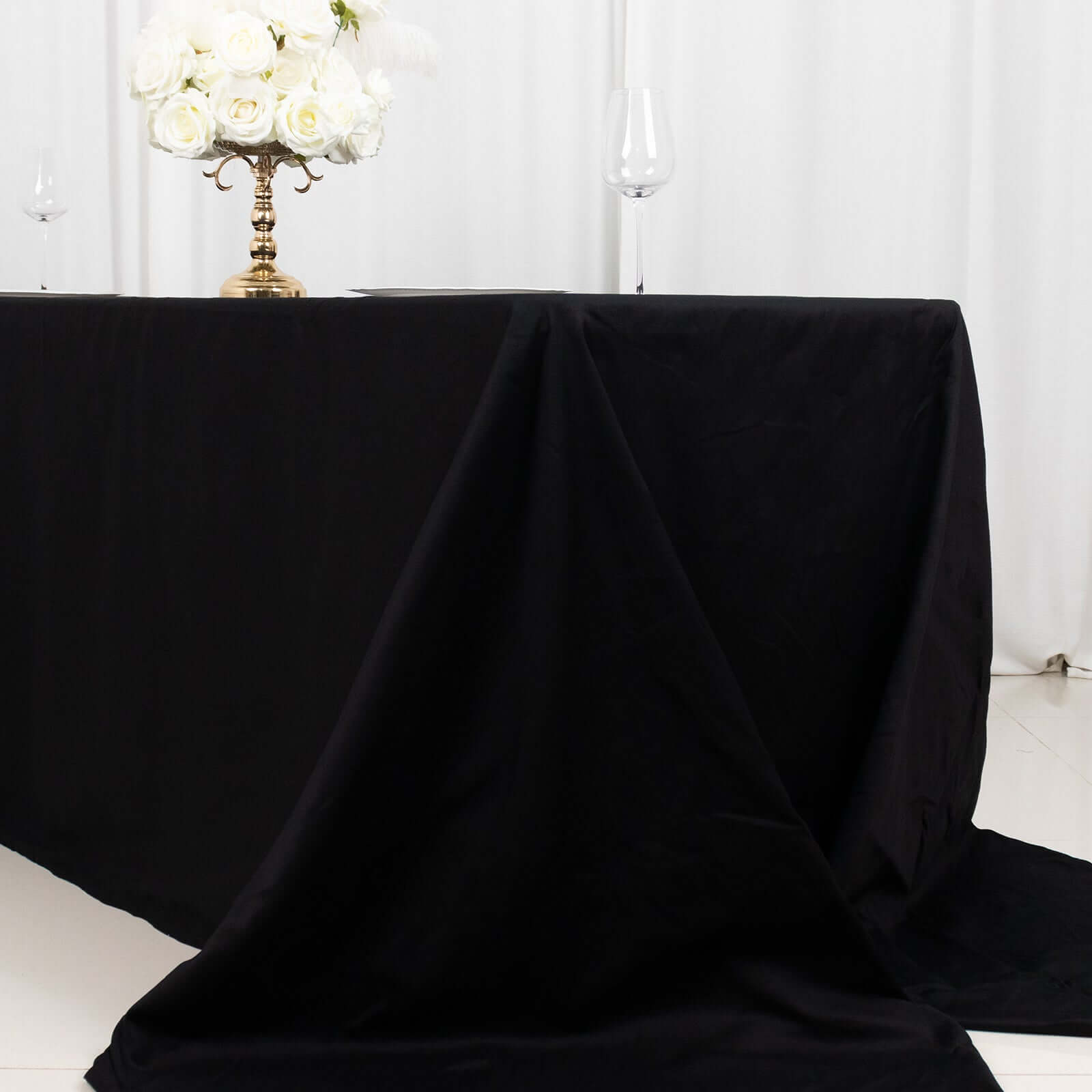100% Cotton 90"x156" Rectangle Tablecloth Black Linen - Seamless, Soft & Breathable Table Cover