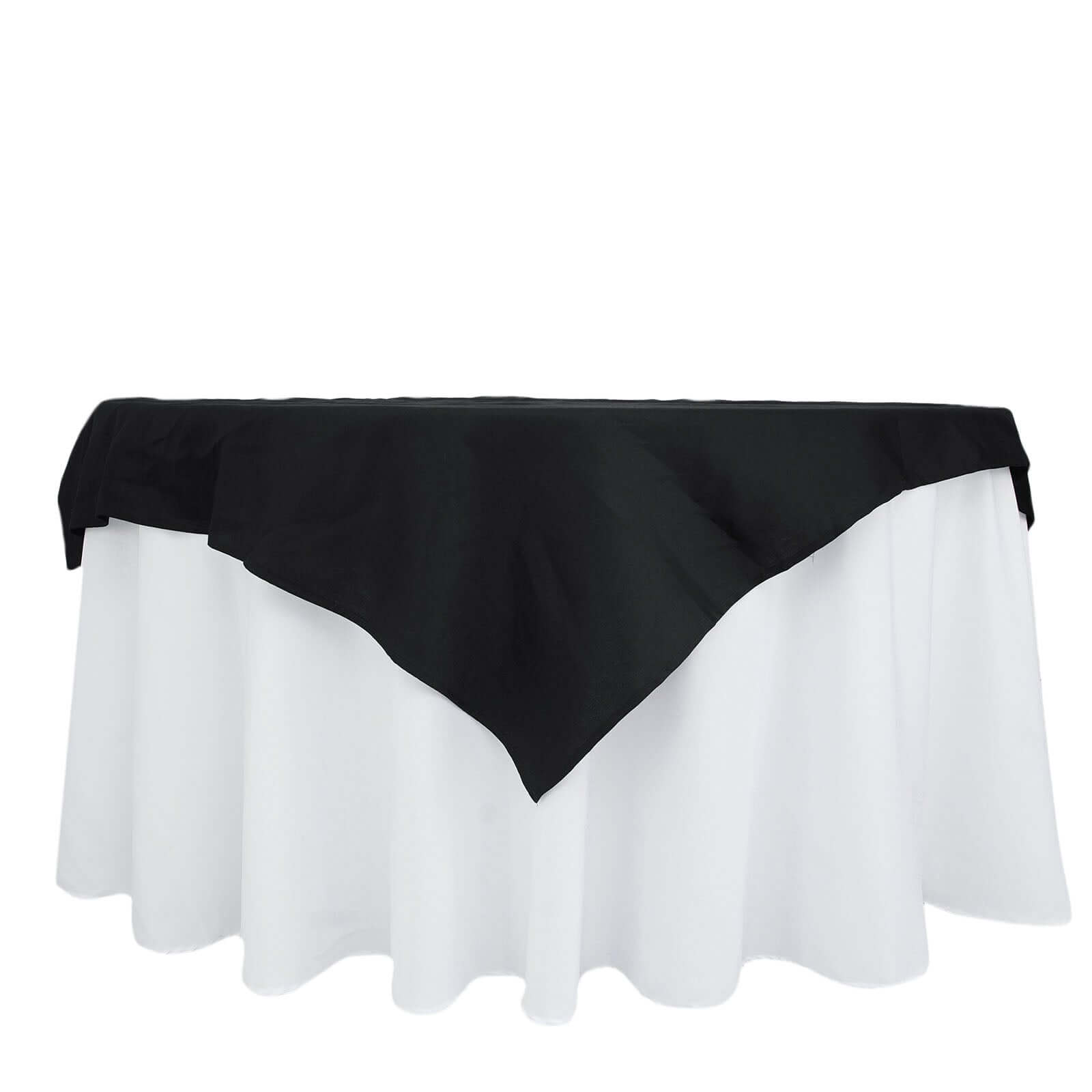 100% Cotton 54"x54" Table Overlay Square Tablecloth Black Linen - Soft & Breathable Fabric Table Topper