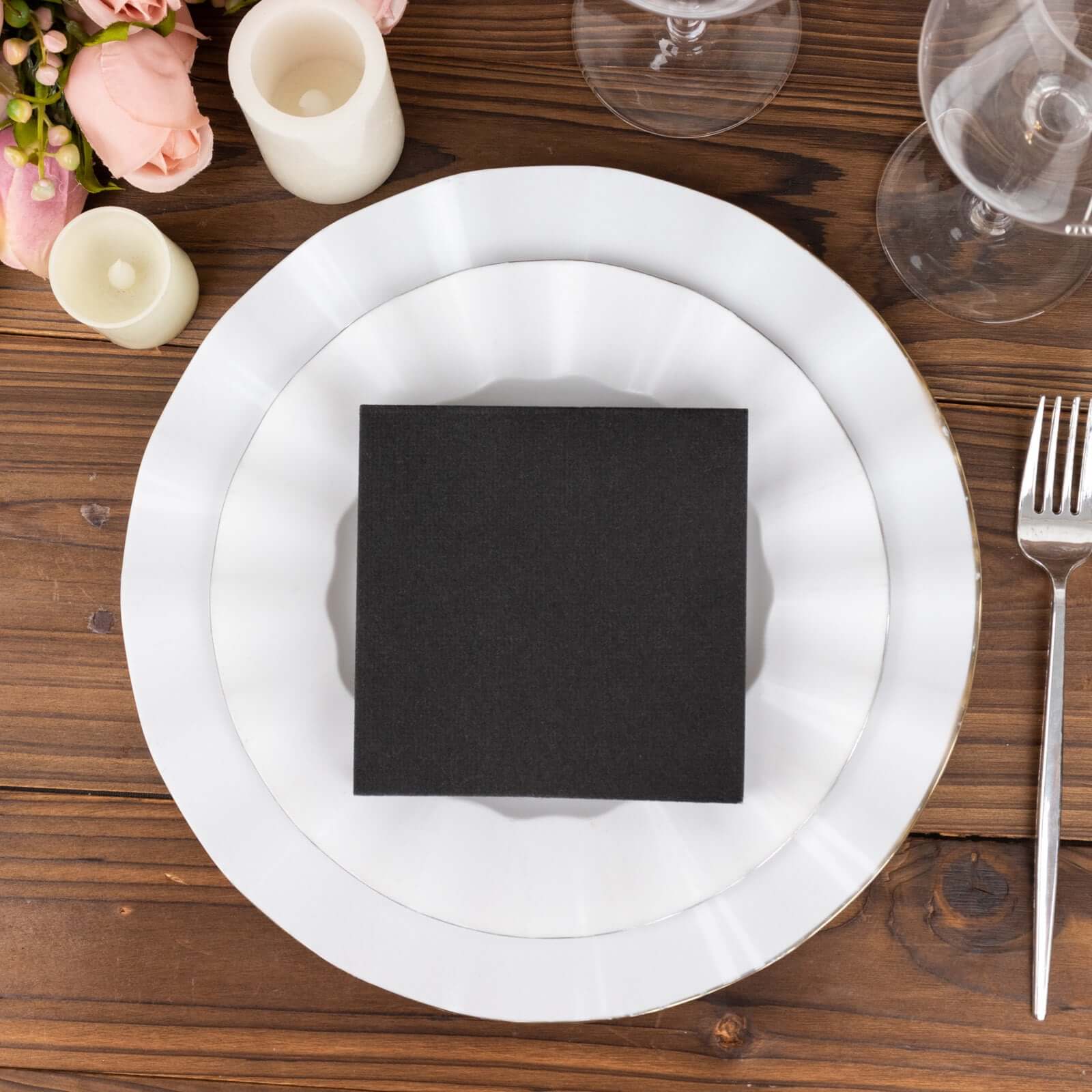 20 Pack Linen-Like Paper 5"x5" Napkins Black - Highly Absorbent Airlaid Napkins
