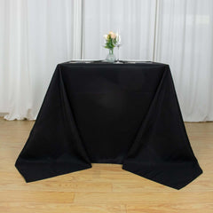 Premium Polyester Square Tablecloth 90"x90" Black 220GSM Wrinkle-Resistant Table Cover