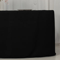 Fitted Polyester 72"x30" Rectangle Tablecloth Black with Open Back Design - Easy to Maintain and Wrinkle-Resistant Table Cover