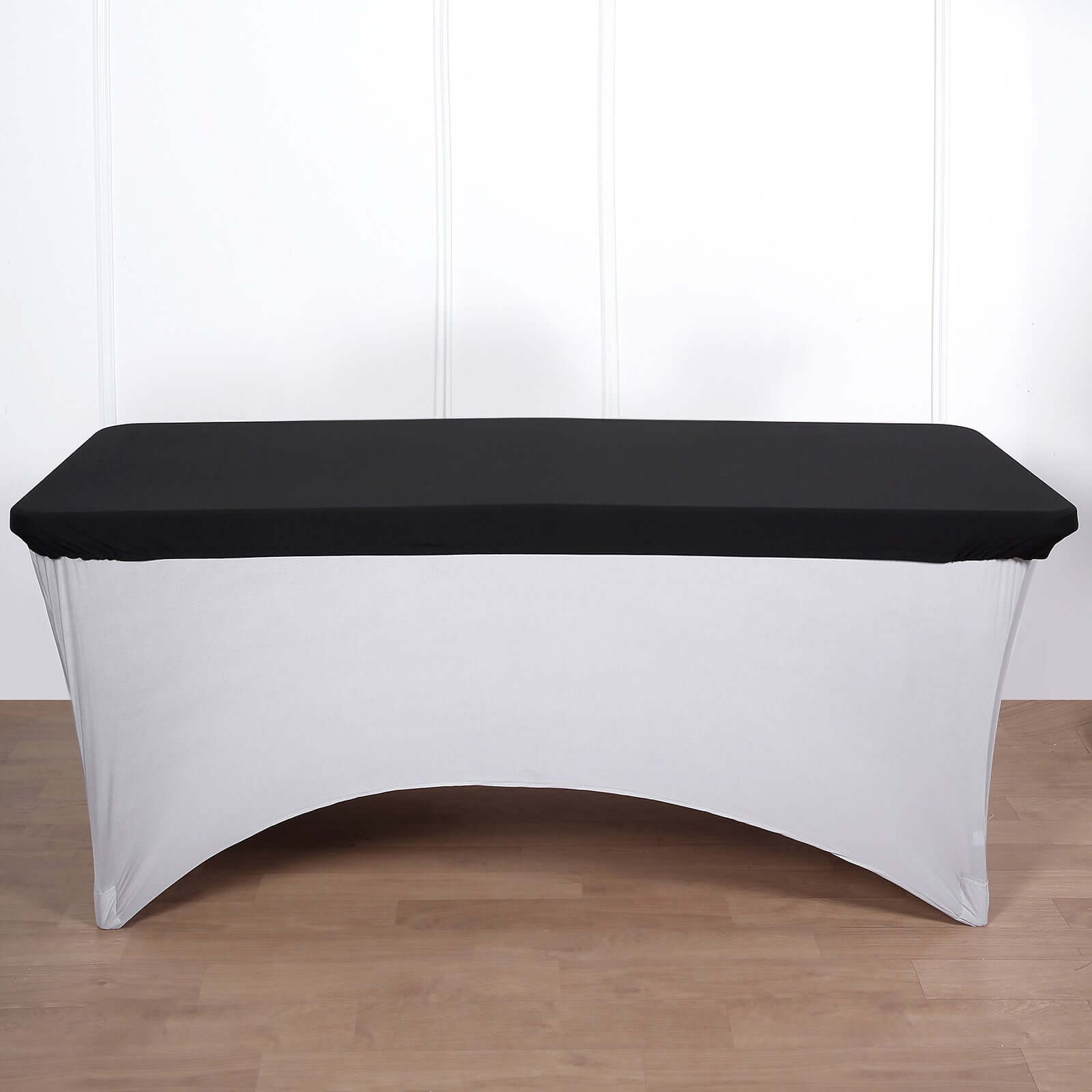Stretch Spandex 72"x30" Rectangle Tablecloth Top Cover Black - Durable Fitted Table Topper Cap