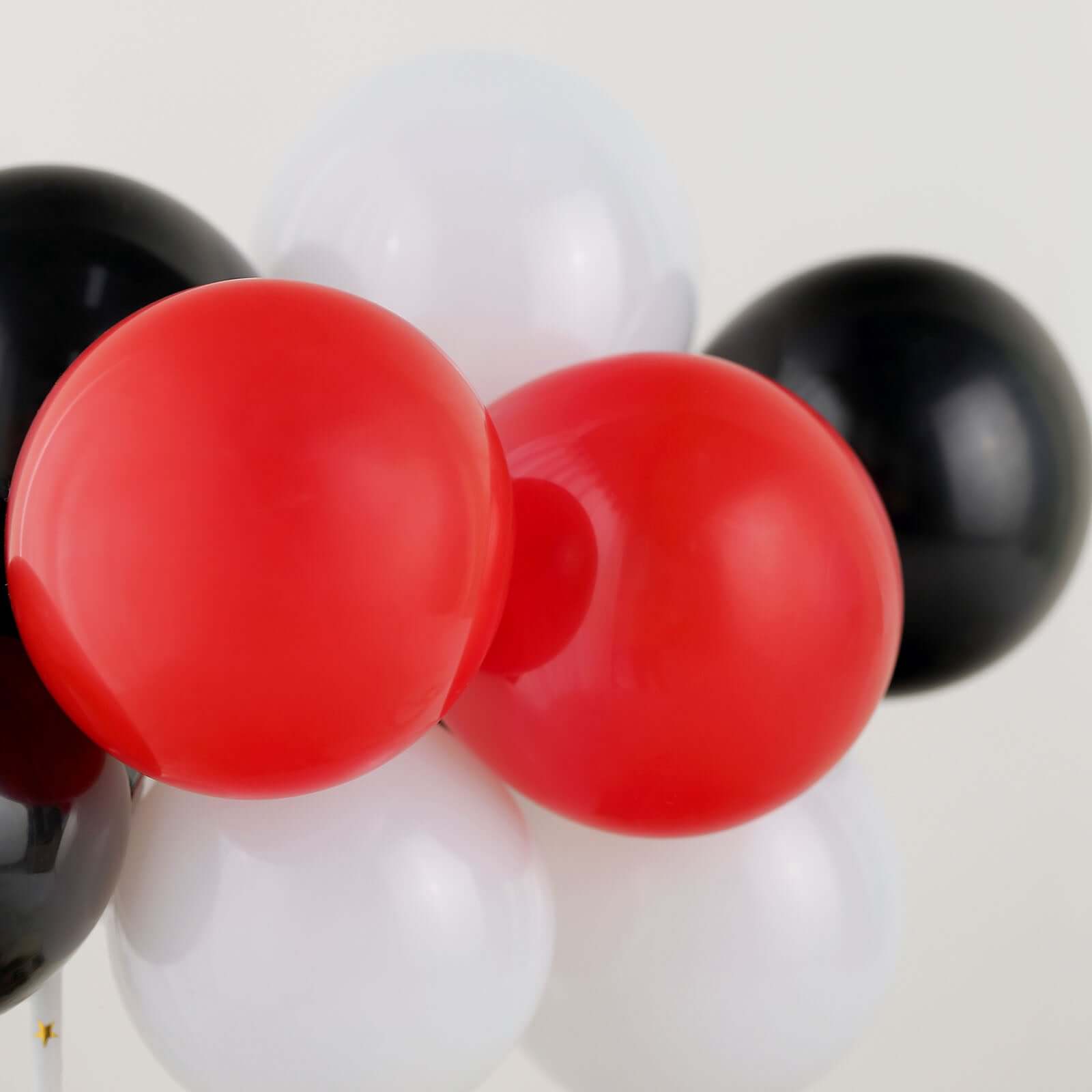 11 Pcs Balloon Cake Topper Black, Red and White - Whimsical Clustered Mini Garland Cake Inserts DIY Party Decorations