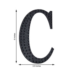 Decorative Rhinestone Alphabet "C" Letter Stickers, Glitter Adhesive Craft Letters Black DIY Sparkle Embellishments 6"