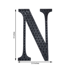 Decorative Rhinestone Alphabet "N" Letter Stickers, Glitter Adhesive Craft Letters Black DIY Sparkle Embellishments 6"