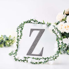 Decorative Rhinestone Alphabet "Z" Letter Stickers, Glitter Adhesive Craft Letters Black DIY Sparkle Embellishments 8"