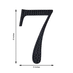 Decorative Rhinestone Number "7" Stickers, Glitter Adhesive Craft Numbers Black DIY Sparkle Embellishments 8"