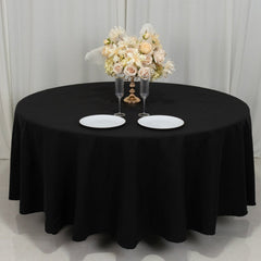 Cotton Blend 108" Round Tablecloth Black - Wrinkle-Resistant Design