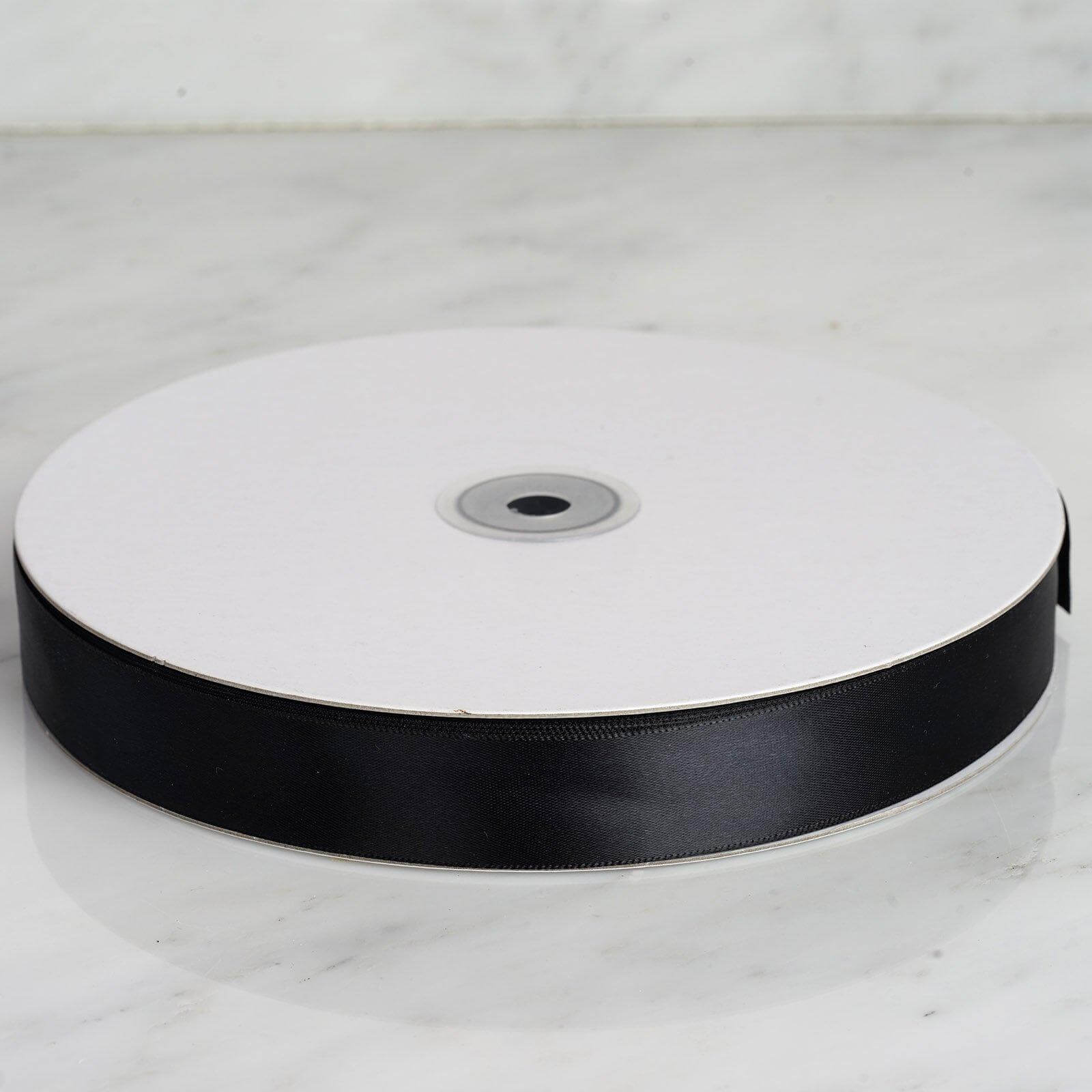 100 Yards 7/8" Black Single Face Decorative Satin Ribbon