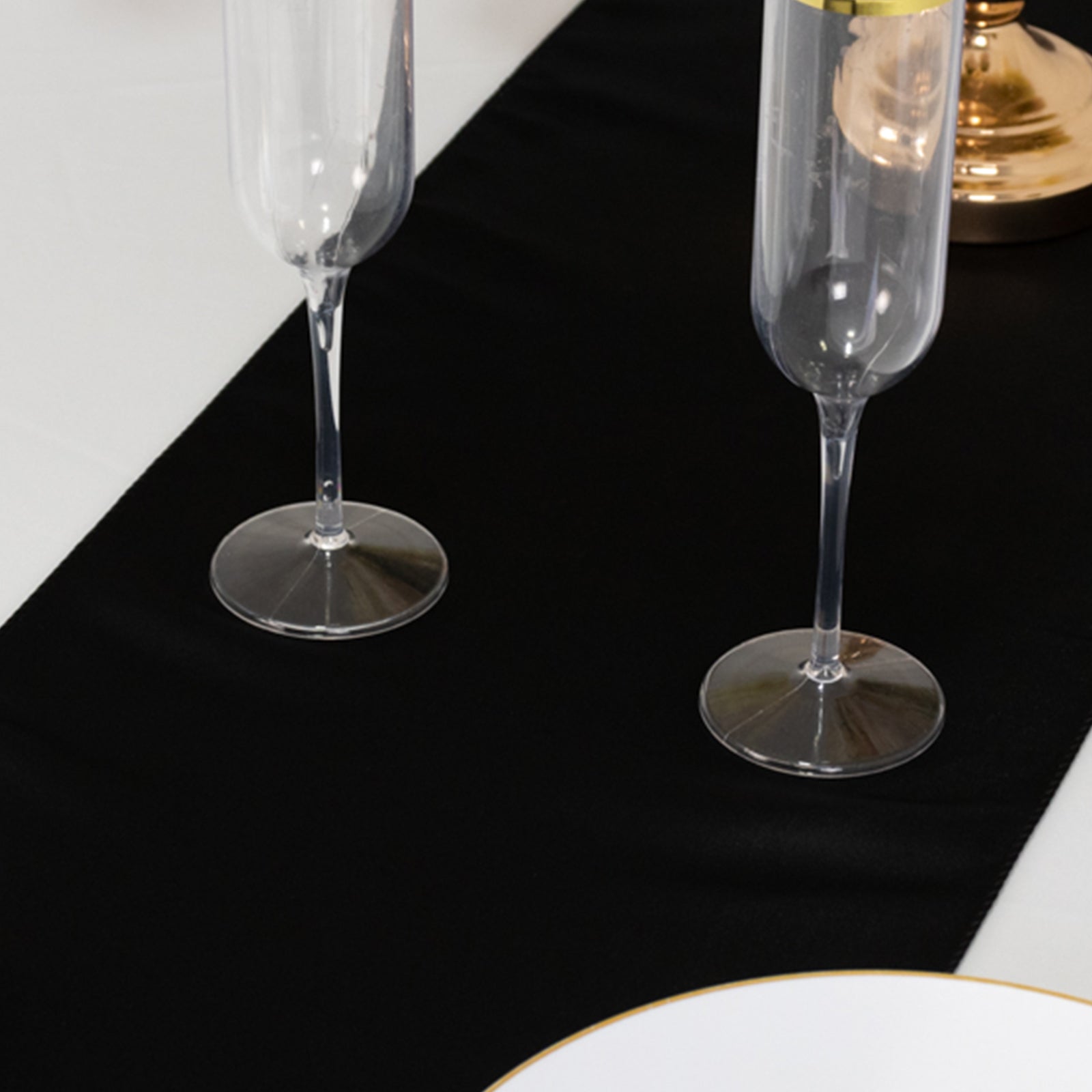 Lamour Satin 12"x108" Table Runner Black - Smooth & Lustrous Finish