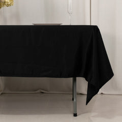 Lamour Satin 60"x102" Rectangle Tablecloth Black - Durable & Silky Soft Feel Table Cover for Weddings & Banquets