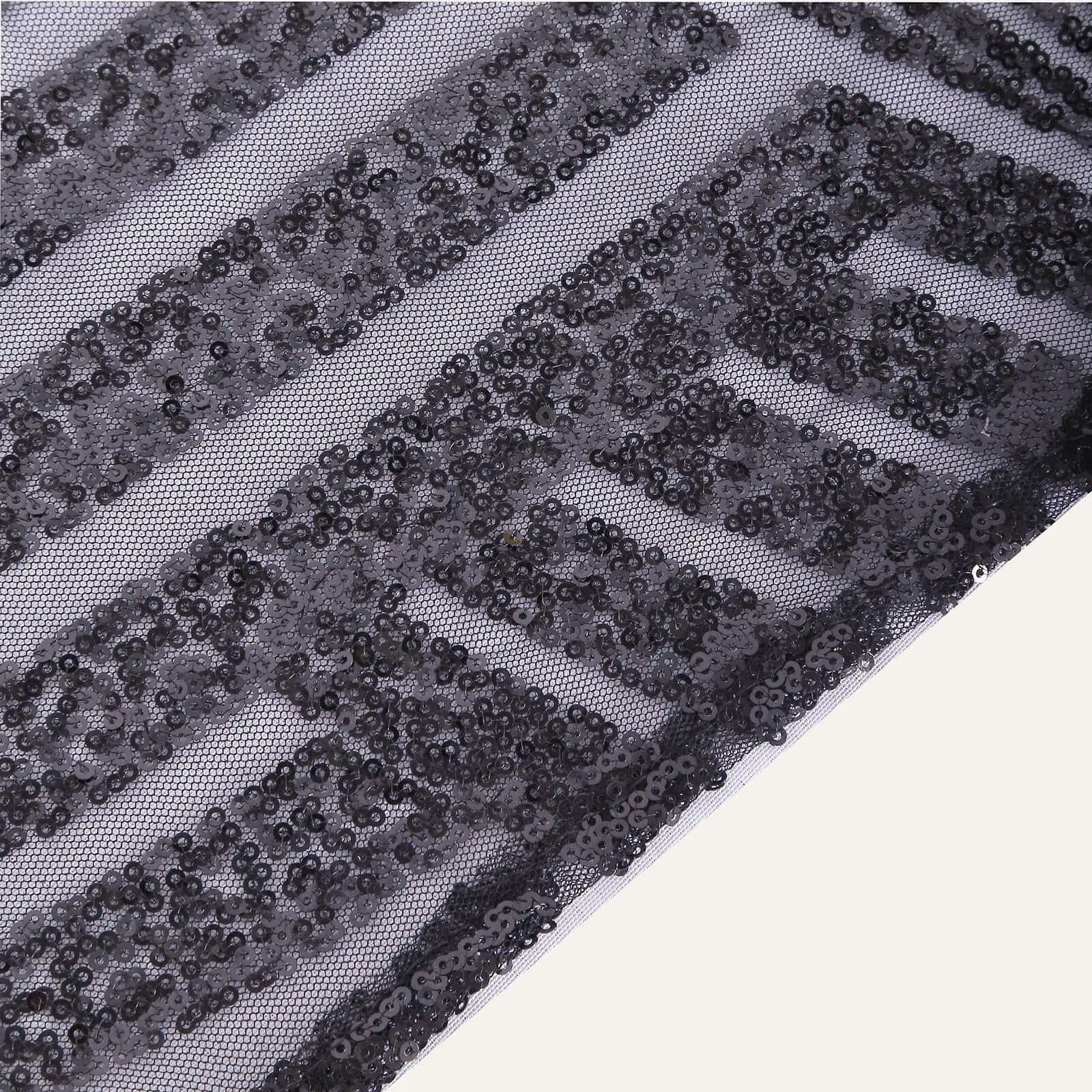 Sequin 12"x108" Table Runner Black - Diamond Glitz Design