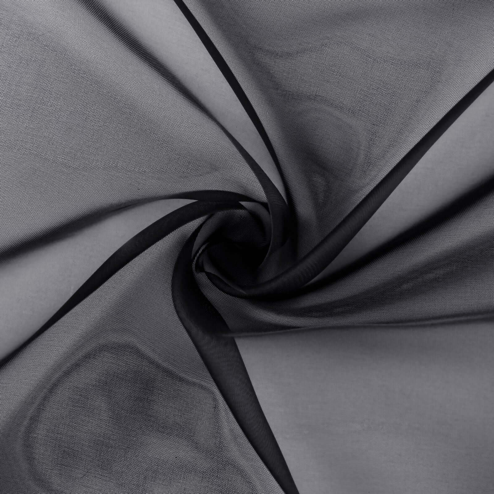 5ftx14ft Black Chiffon Curtain Panel, Durable Flame Resistant Backdrop Ceiling Drapery With Rod Pocket