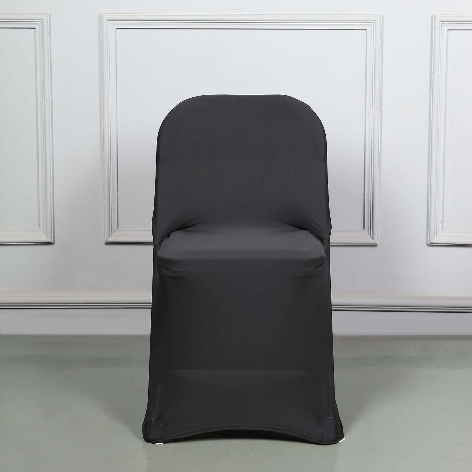 Stretch Spandex Chair Cover Black for Folding Chairs - Reusable & Wrinkle-Resistant 160GSM Fitted Slipcover for a Polished Look