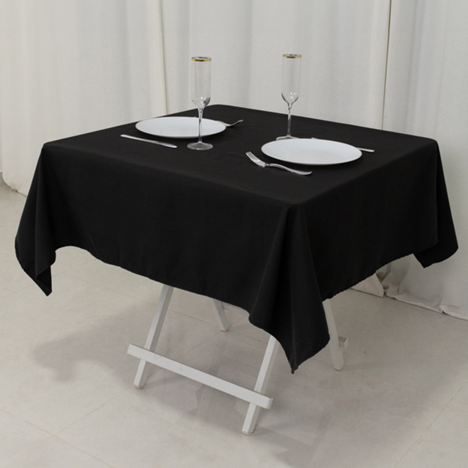 Cotton Blend 54"x54" Square Tablecloth Black - Wrinkle-Resistant Finish for Modern Table Settings