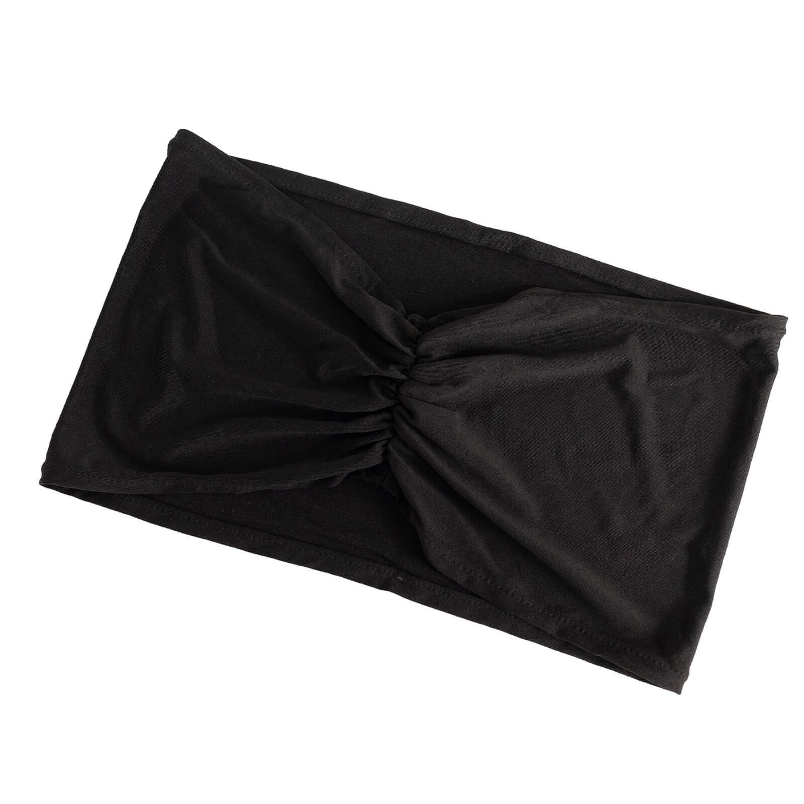 5 Pack Spandex Chair Sashes Black Ruffled Style - Wide Easy to Use Stretch Chair Bands 8"x13"