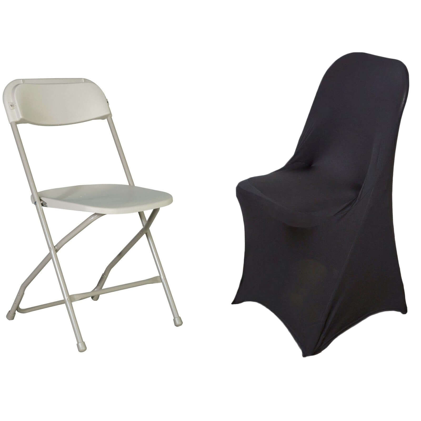 Stretch Spandex Chair Cover Black for Folding Chairs - Reusable & Wrinkle-Resistant 160GSM Fitted Slipcover for a Polished Look