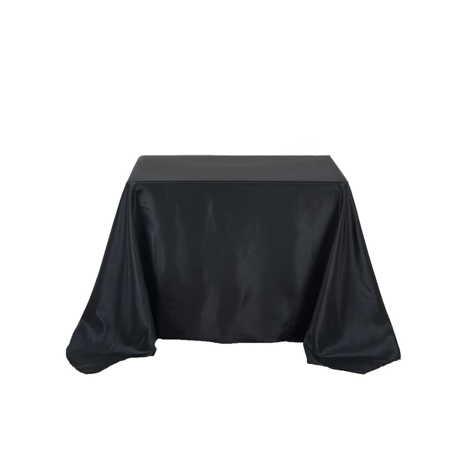 Polyester Square 90"x90" Tablecloth Black - Wrinkle-Resistant & Durable Table Cover for Events
