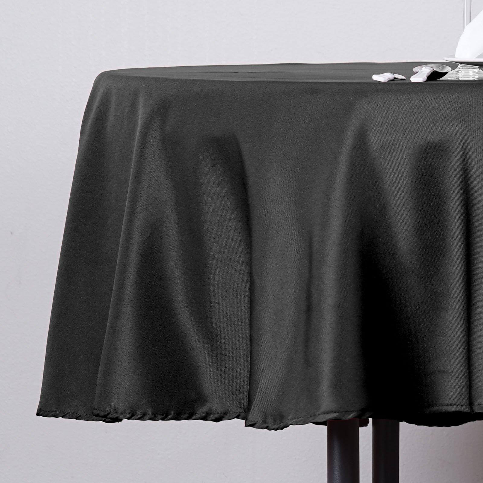 Polyester 70" Round Tablecloth Black - Durable & Wrinkle-Resistant Table Cover