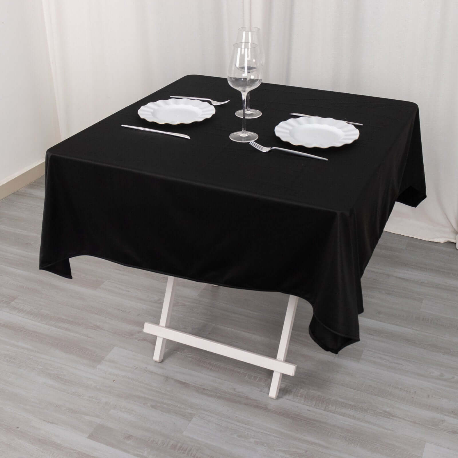 Scuba Square 54"x54" Tablecloth Black - Wrinkle Free & Stain Resistant Table Cover