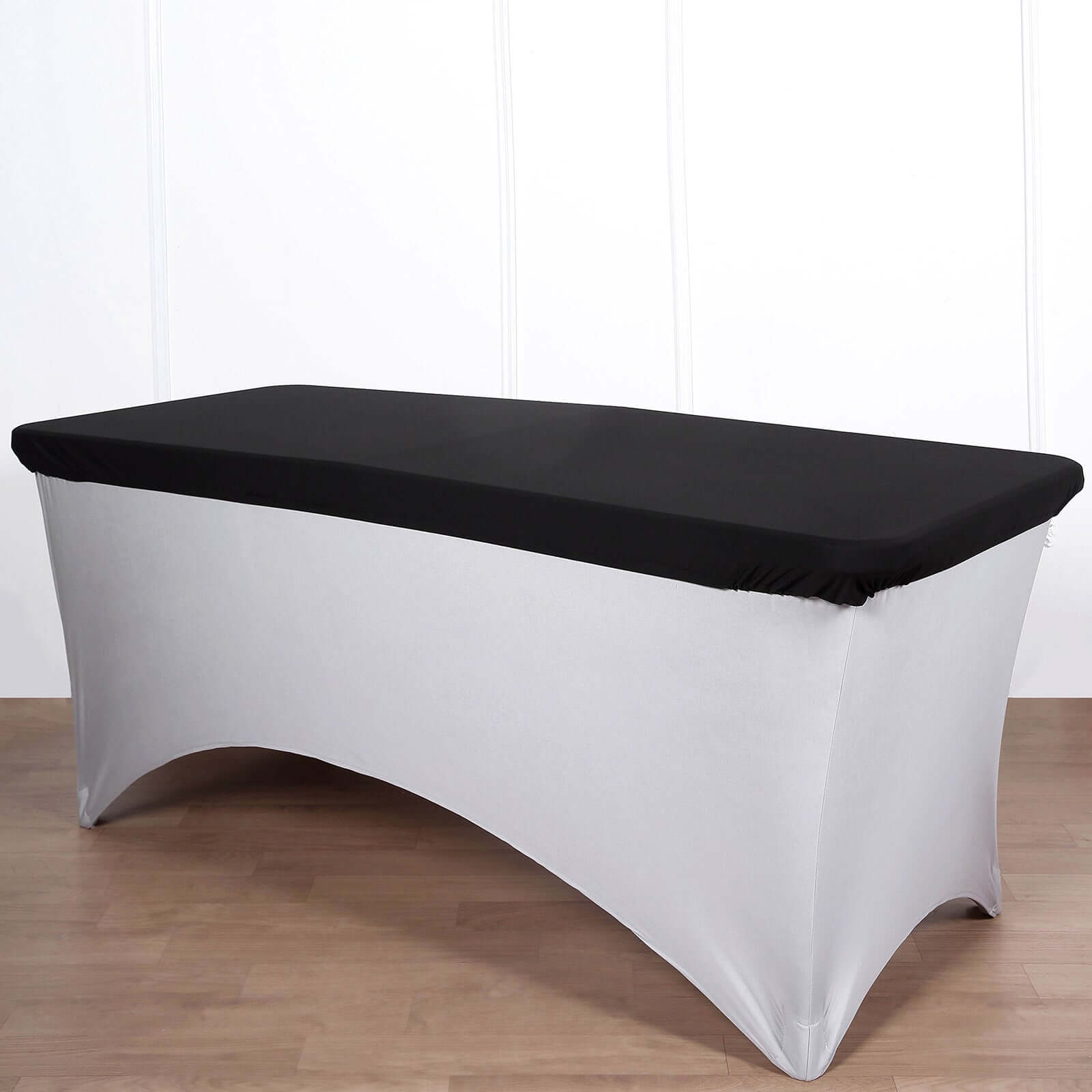 Stretch Spandex 72"x30" Rectangle Tablecloth Top Cover Black - Durable Fitted Table Topper Cap
