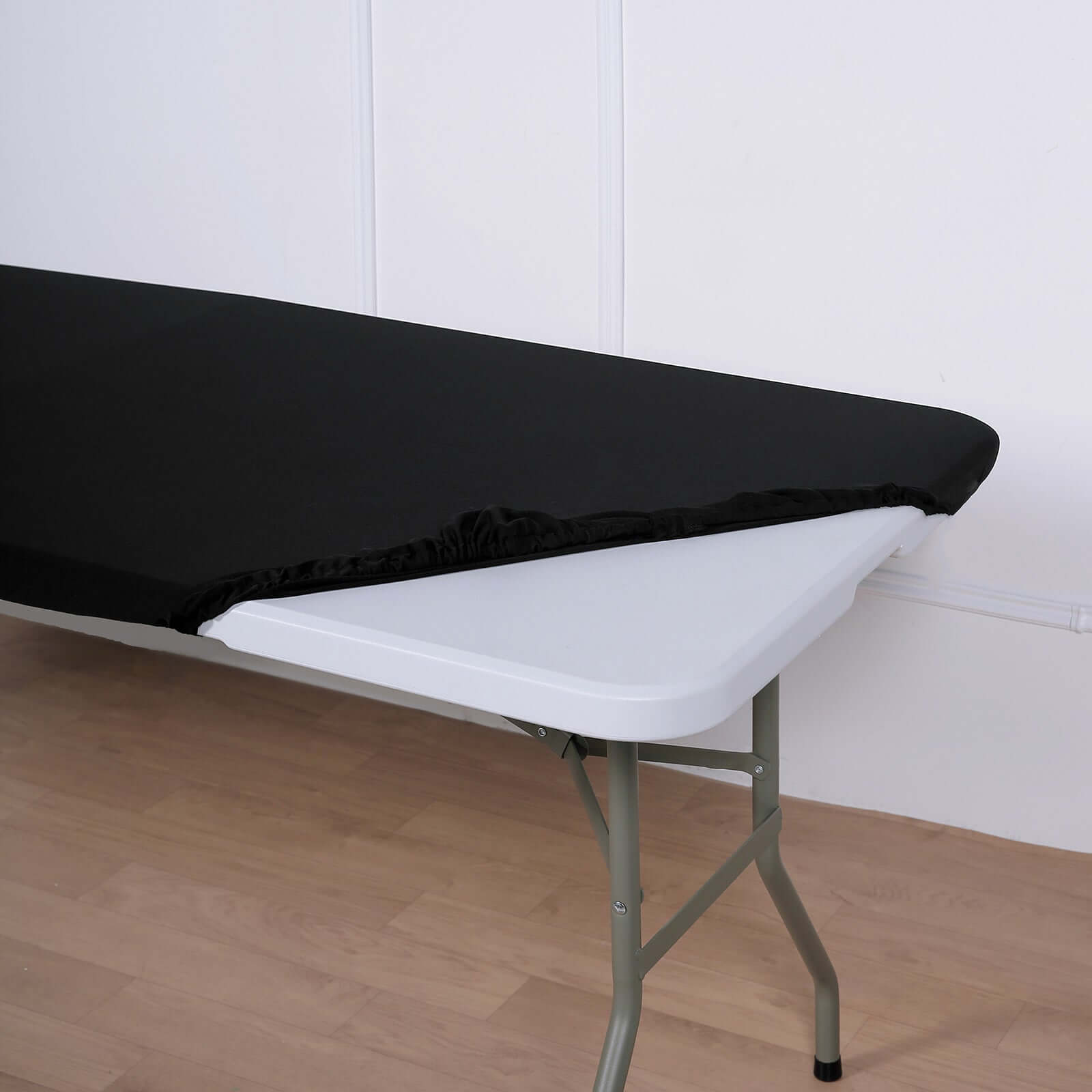 Stretch Spandex 72"x30" Rectangle Tablecloth Top Cover Black - Durable Fitted Table Topper Cap
