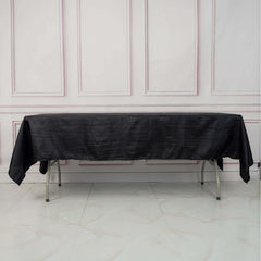 Taffeta 60"x102" Rectangle Tablecloth Black - Accordion Crinkle Table Cover