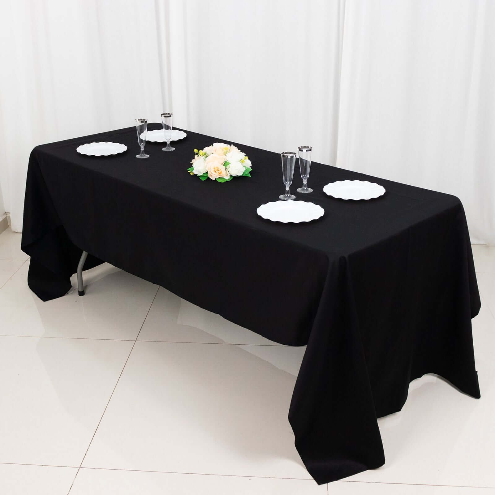 100% Cotton 60"x126" Rectangle Tablecloth Black Linen - Sophisticated, Soft & Breathable Table Cover