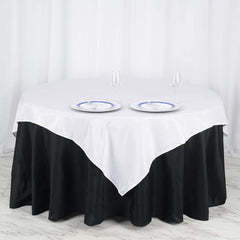 Polyester 70"x70" Table Overlay Square Tablecloth White - Wrinkle-Resistant & Durable Table Cover for Events