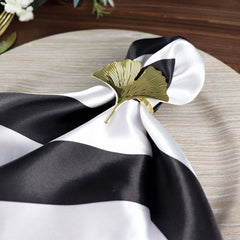 5 Pack Satin 20"x20" Napkins Black/White - Striped Reusable Dinner Napkins for Formal & Casual Dining
