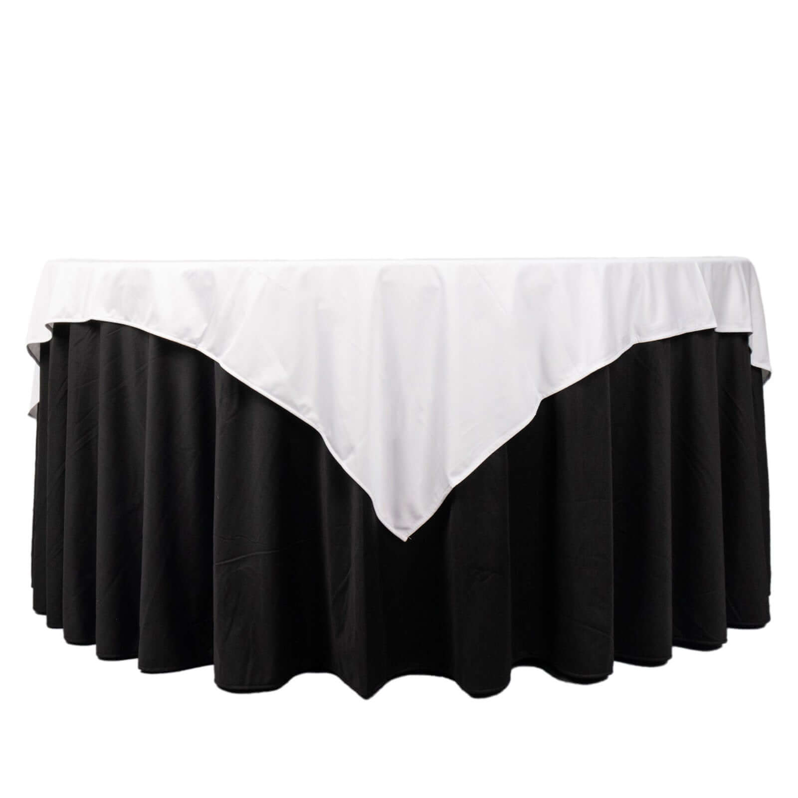 Scuba 70"x70" Table Overlay Square Tablecloth White - Wrinkle Free & Stain Resistant Table Cover for Weddings and Banquets