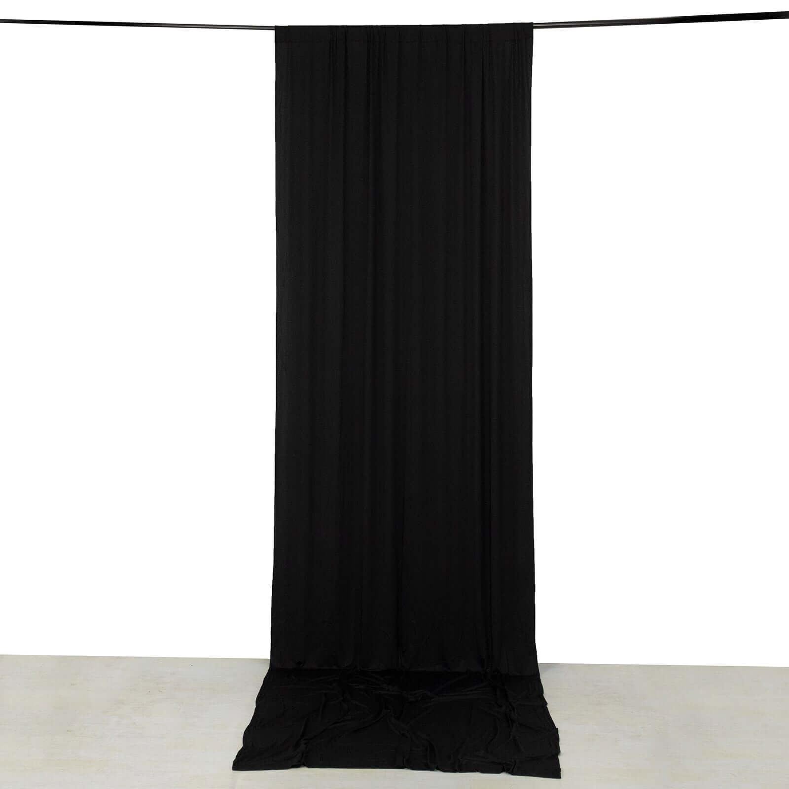 Black 4-Way Stretch Spandex Event Curtain Drapes, Wrinkle Free Backdrop Event Panel with Rod Pockets - 5ftx14ft