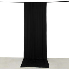 Black 4-Way Stretch Spandex Event Curtain Drapes, Wrinkle Free Backdrop Event Panel with Rod Pockets - 5ftx14ft
