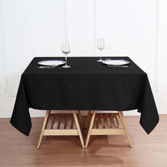 Premium Polyester Square Tablecloth 70"x70" Black 220GSM Wrinkle-Resistant Table Cover