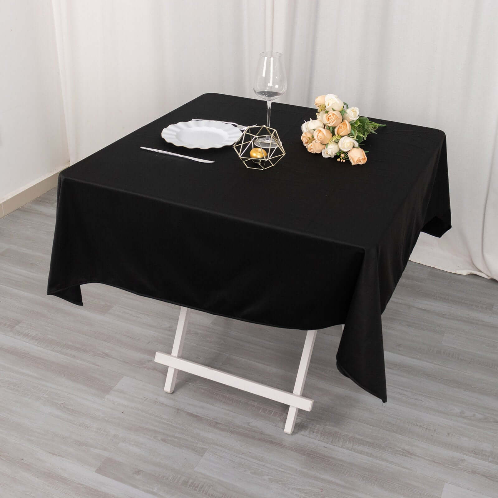 Scuba Square 54"x54" Tablecloth Black - Wrinkle Free & Stain Resistant Table Cover