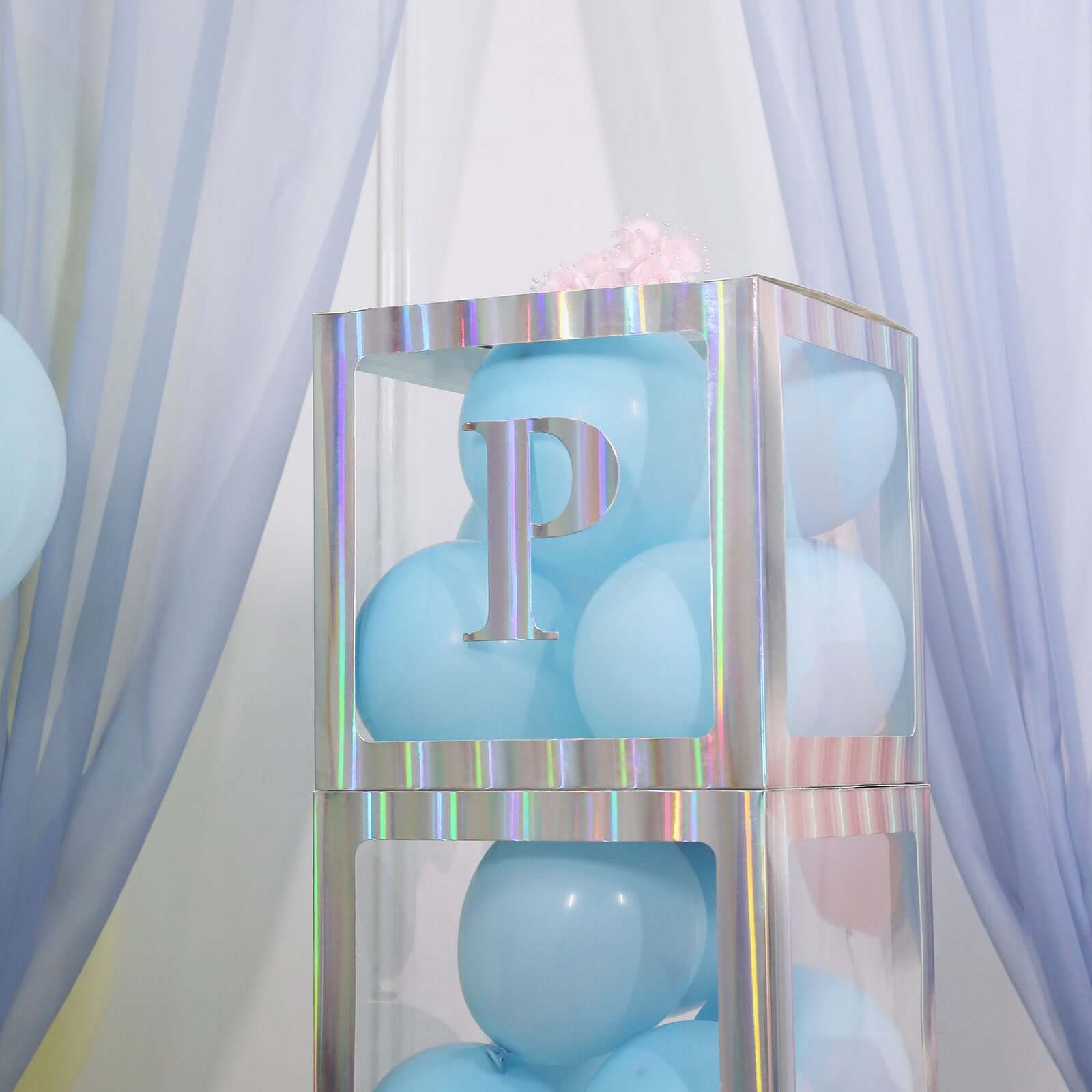 4 Pack 5" Iridescent Alphabet Stickers Banner, Customizable Stick on Letters - P