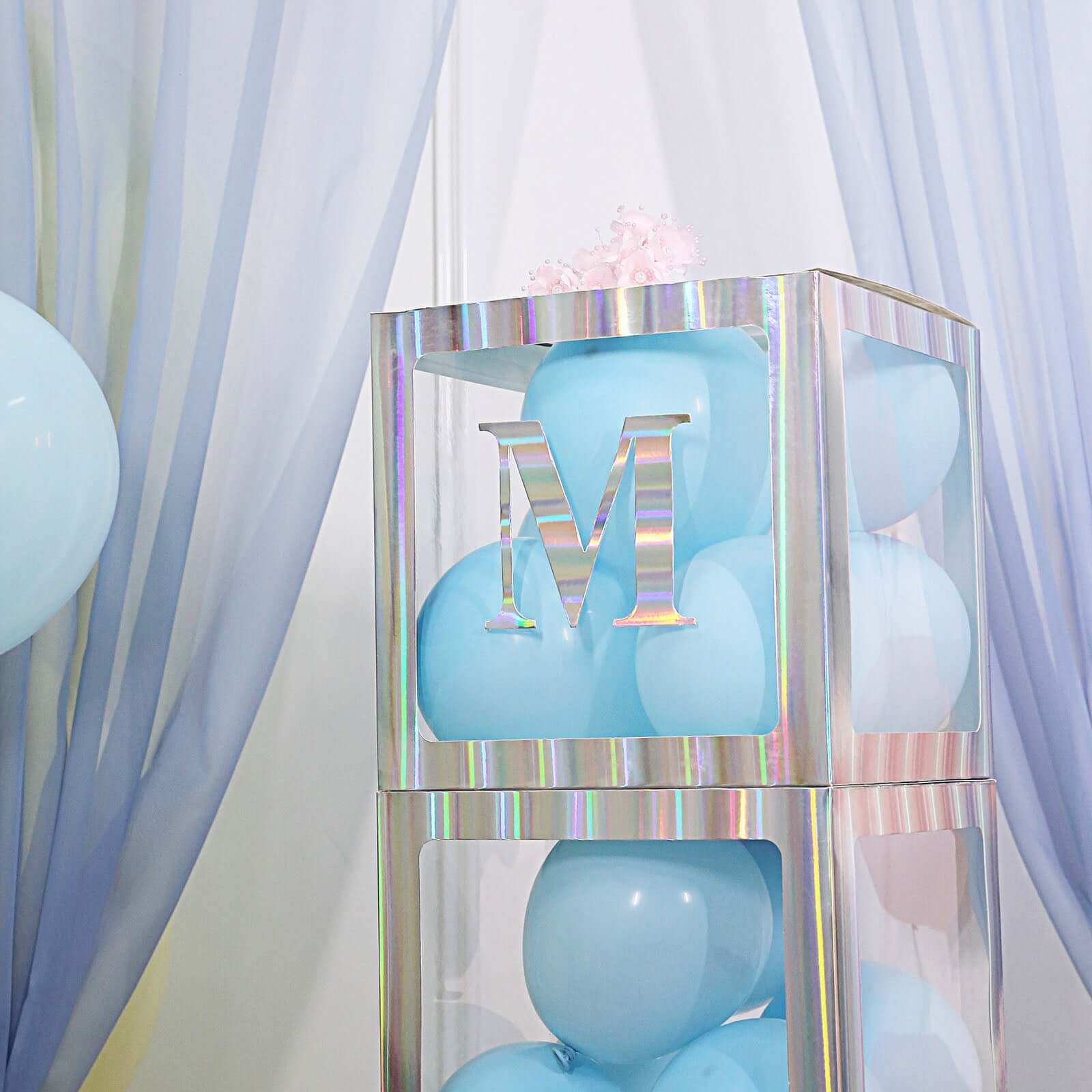 4 Pack 5" Iridescent Alphabet Stickers Banner, Customizable Stick on Letters - M