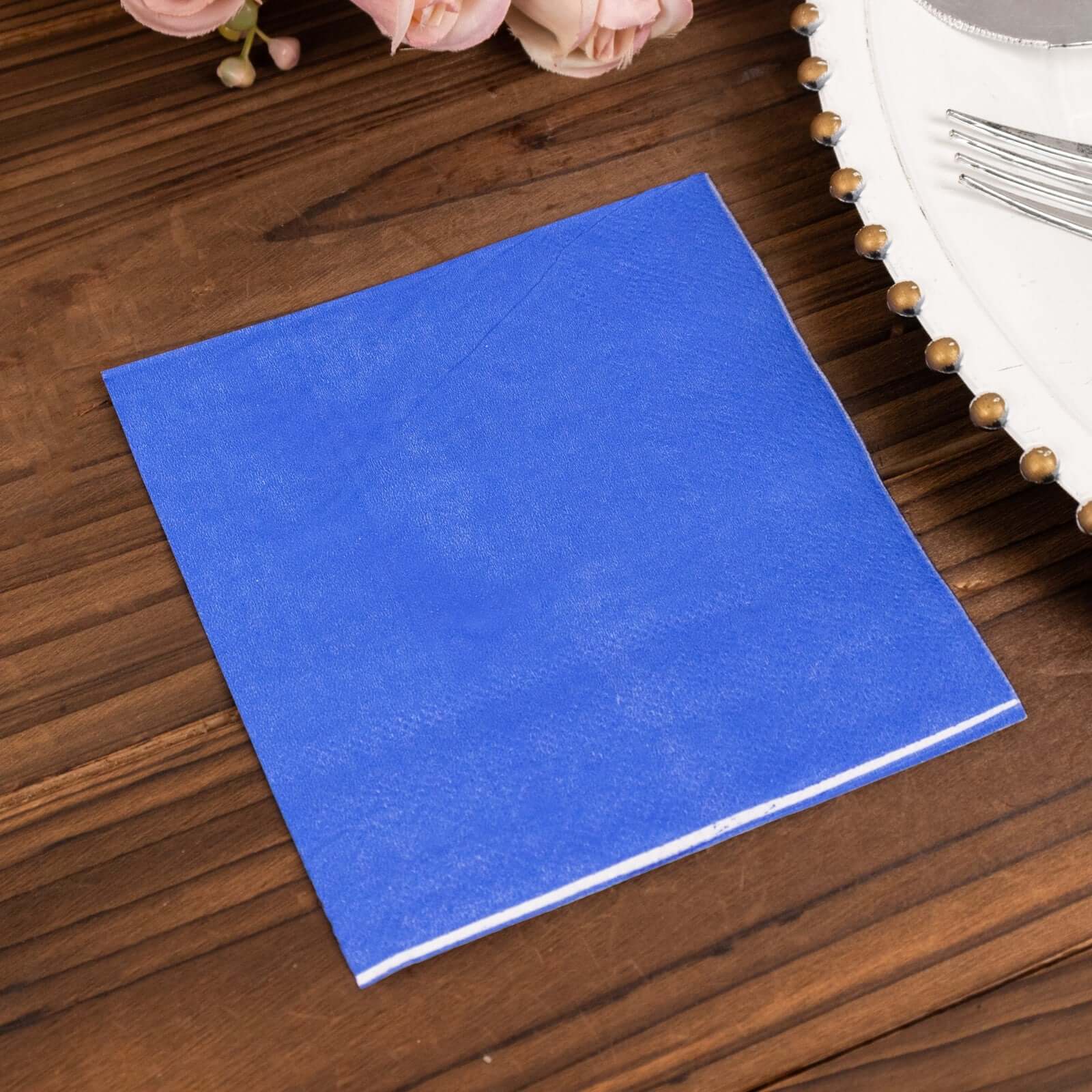 50-Pack Paper Beverage Napkins Royal Blue - 2 Ply Disposable Soft 18GSM Cocktail Napkins 5"x5"