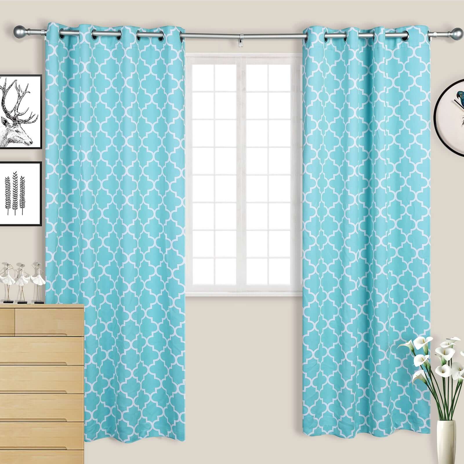 42"-126" Adjustable Curtain Rod Set, Silver, Round Finials