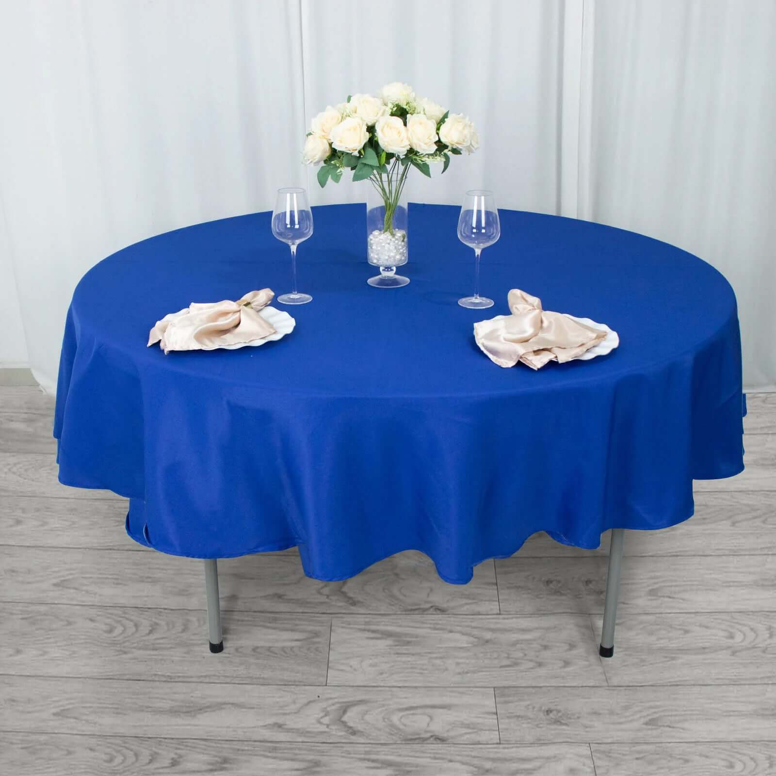 Premium Polyester 90" Round Tablecloth Royal Blue - Stain and Wrinkle-Resistant Design with 220GSM Thickness Table Cover