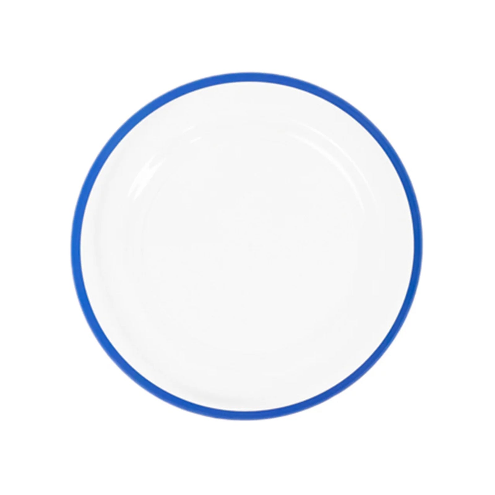 10-Pack Plastic 10" Round Dinner Plates in Clear with Blue Rim - Disposable Party Plates for Classy Banquets & Special Occasions