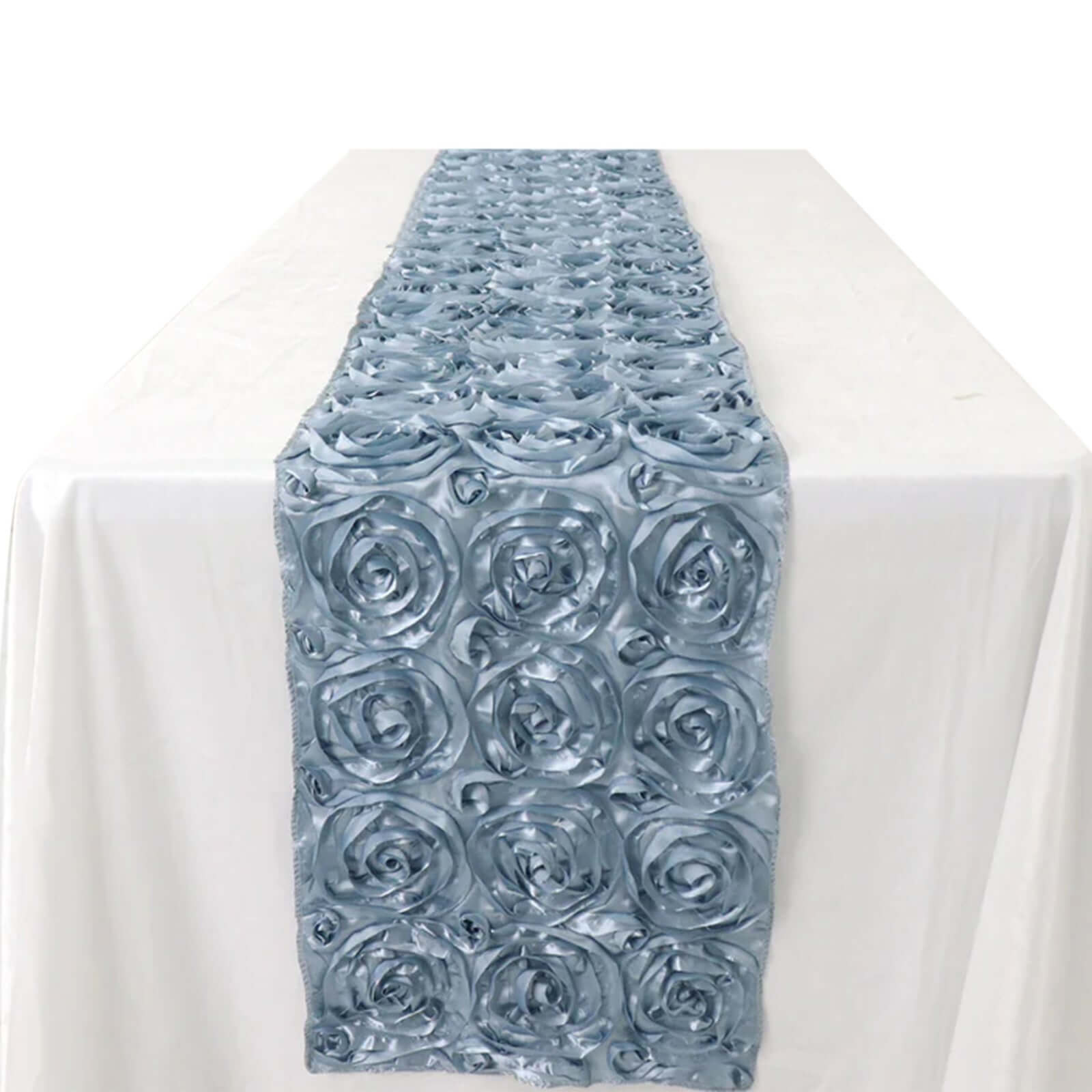 Rosette Satin 14"x108" Table Runner Dusty Blue - Grandiose Design