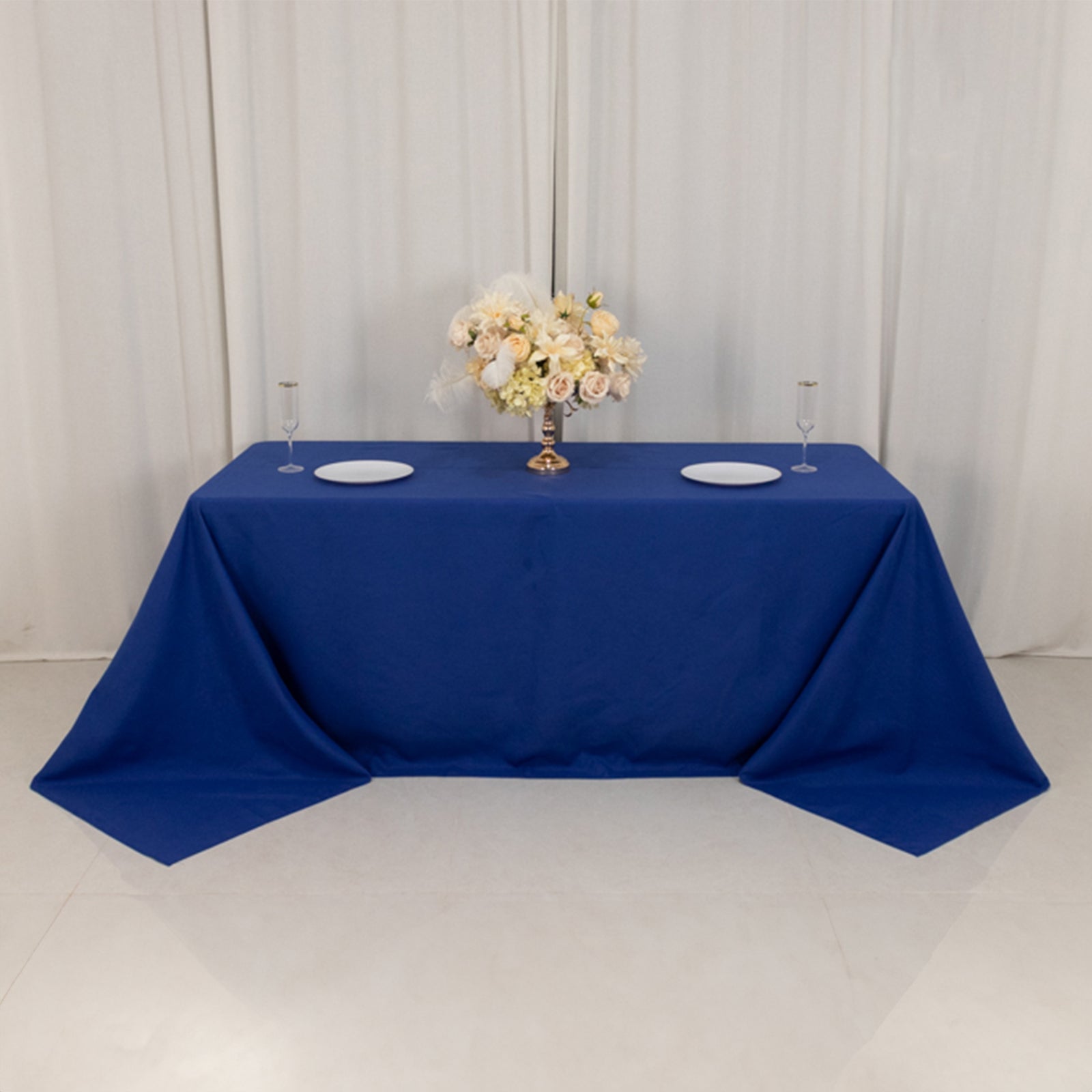 Cotton Blend 90"x132" Rectangle Tablecloth Royal Blue - Seamless Wrinkle-Resistant Table Cover
