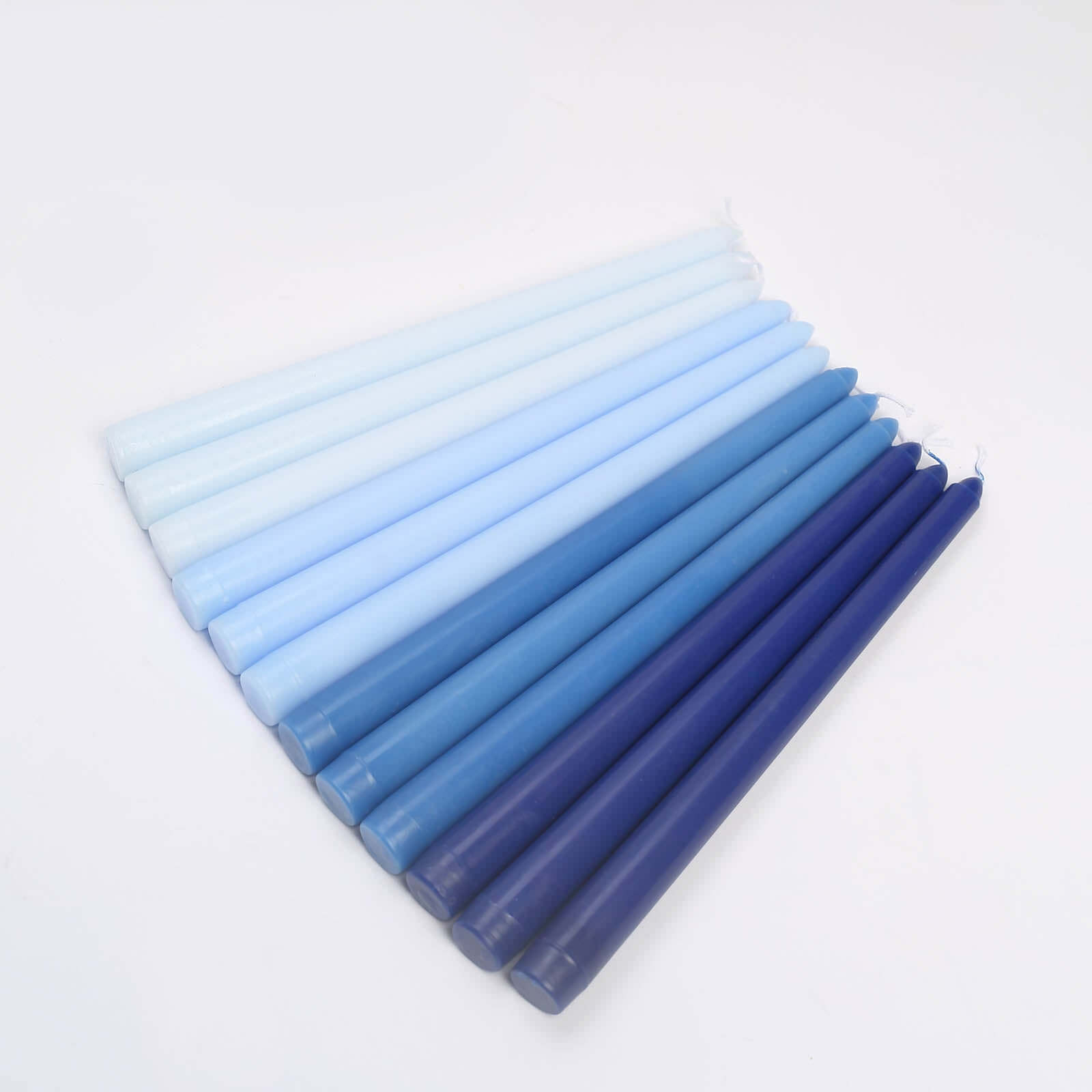 12-Pack Taper Candles Premium Wax Design Mixed Blue - Unscented Candles for Sophisticated Decor 10"
